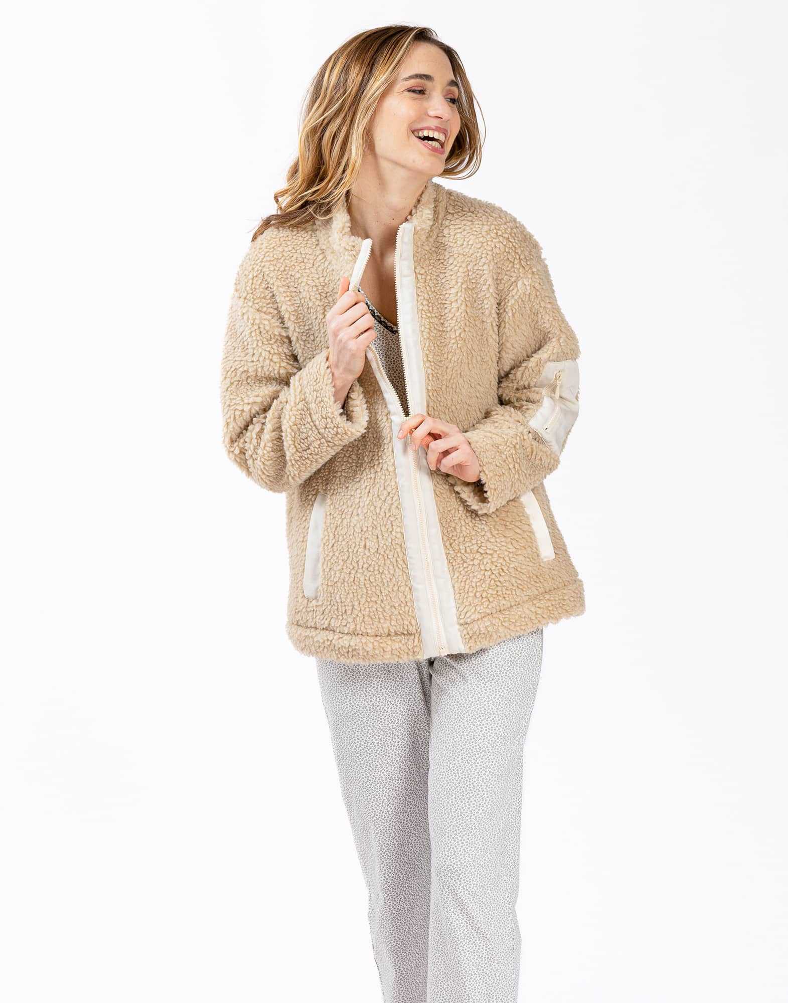 Plush fleece jacket ANGORA 650 beige | Lingerie le Chat