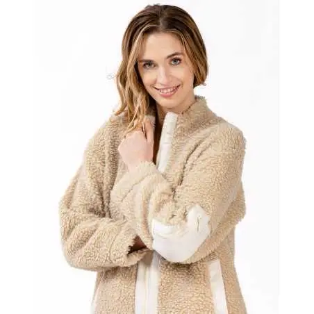 Plush fleece jacket ANGORA 650 beige | Lingerie le Chat