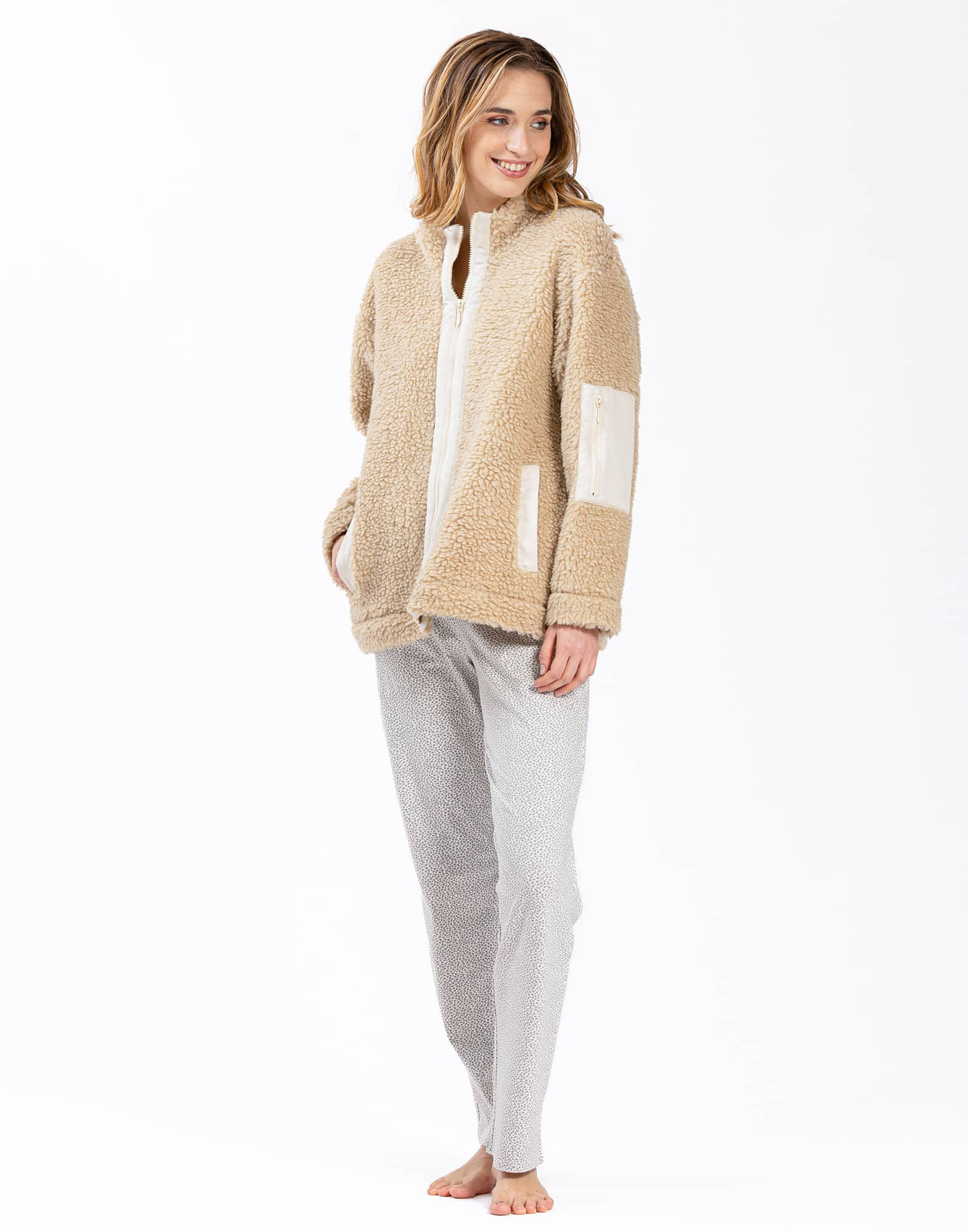 Plush fleece jacket ANGORA 650 beige