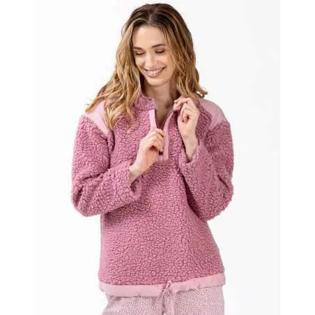 Plush fleece sweatshirt ANGORA 630 pink | Lingerie le Chat