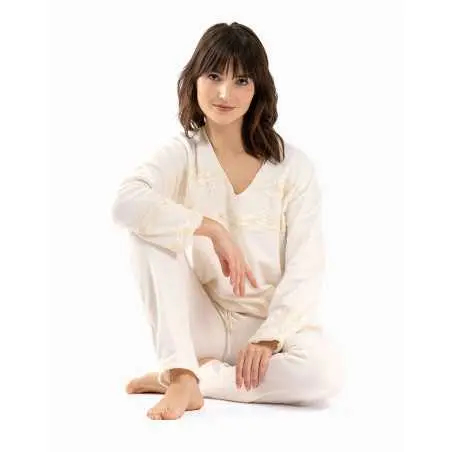 100% cotton pyjamas RITZ 612 ecru  | Lingerie le Chat