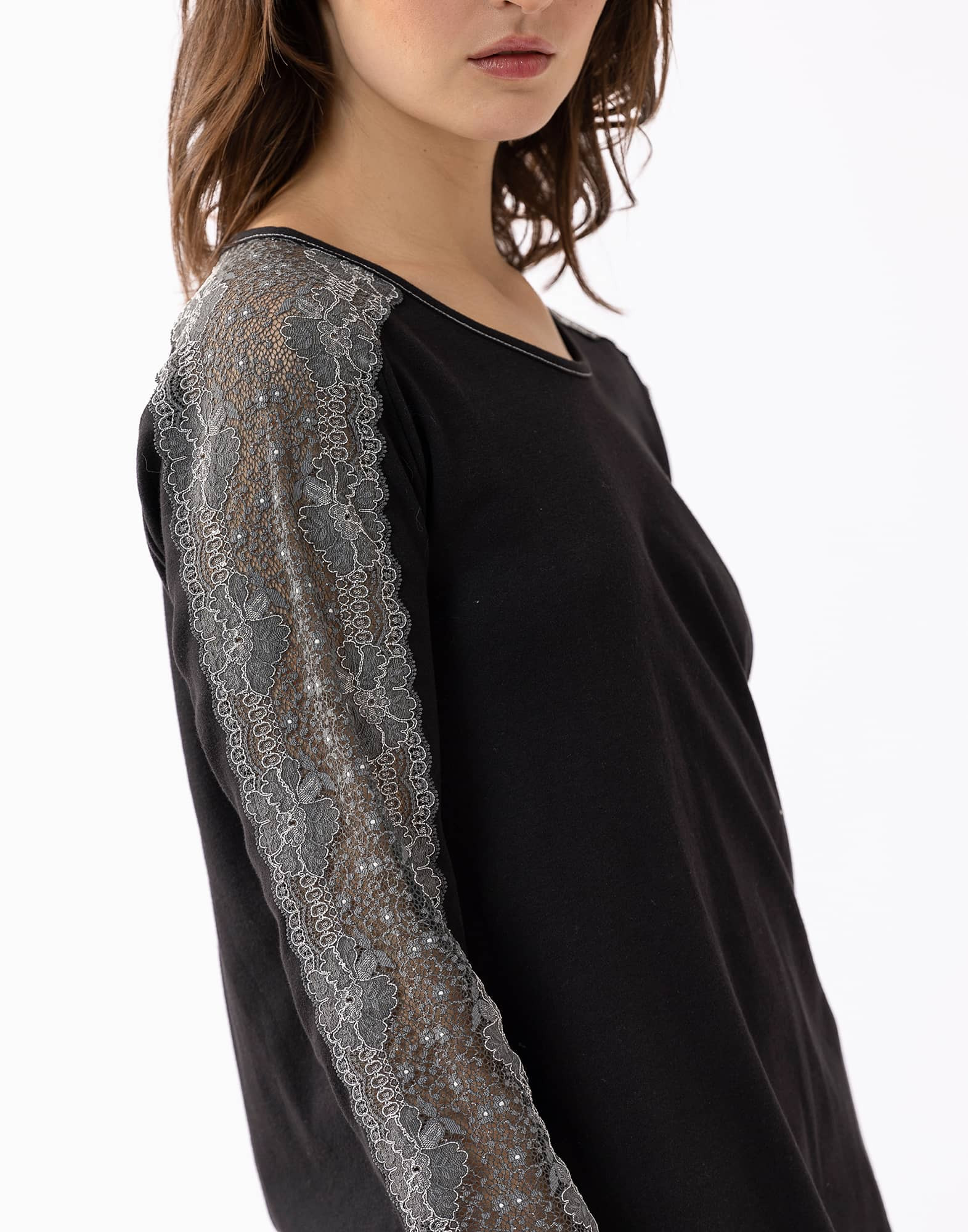 Jersey fabric pyjamas RITZ 602 black Lingerie le Chat