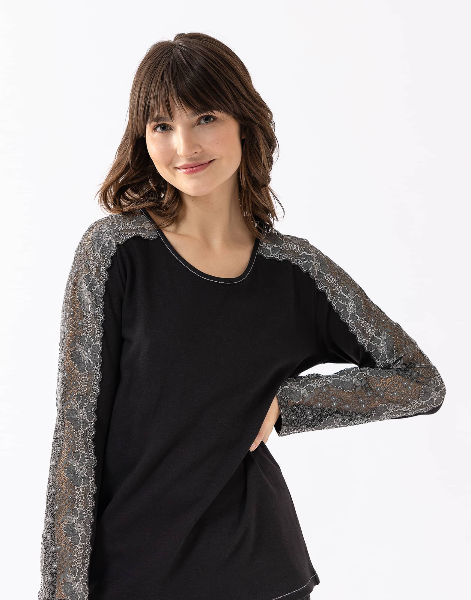 Jersey fabric pyjamas RITZ 602 black Lingerie le Chat