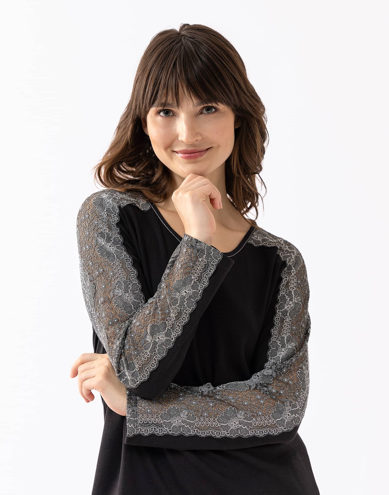 Jersey fabric pyjamas RITZ 602 black Lingerie le Chat