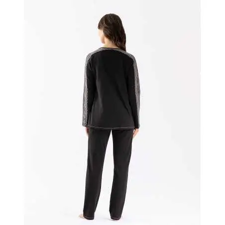 Jersey fabric pyjamas RITZ 602 black | Lingerie le Chat