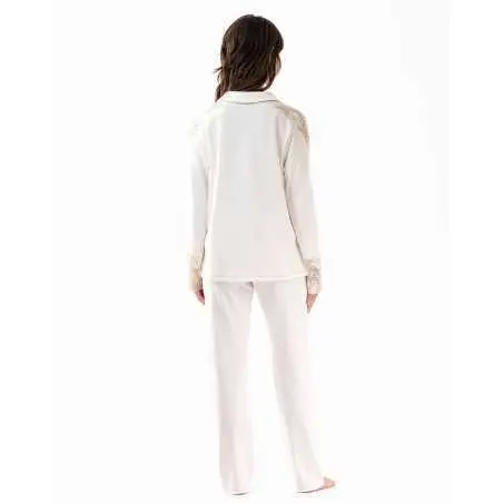 Buttoned pyjamas RITZ 606 100% cotton ecru | Lingerie le Chat