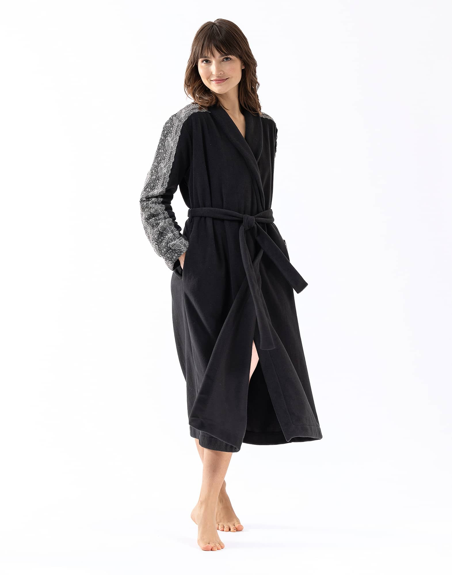 Plush and chenille dressing gown RITZ 660 black