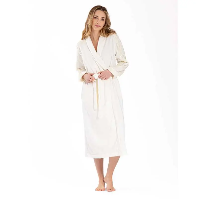 Plush and chenille dressing gown RITZ 660 ecru | Lingerie le Chat