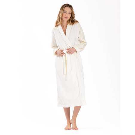 Plush and chenille dressing gown RITZ 660 ecru | Lingerie le Chat