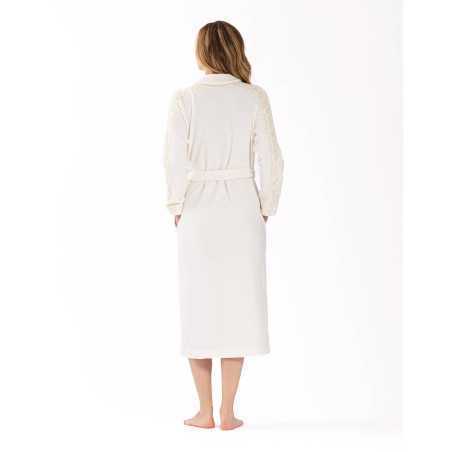 Plush and chenille dressing gown RITZ 660 ecru | Lingerie le Chat