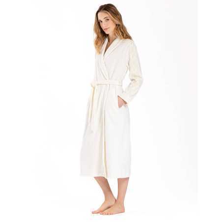 Plush and chenille dressing gown RITZ 660 ecru | Lingerie le Chat