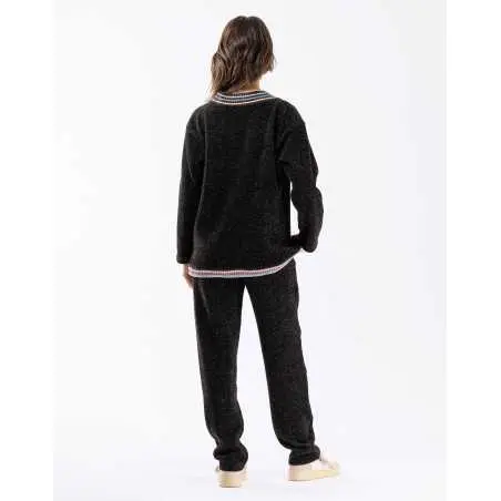Sweat en maille tricot lurex ICONIC 630 noir  | Lingerie le Chat