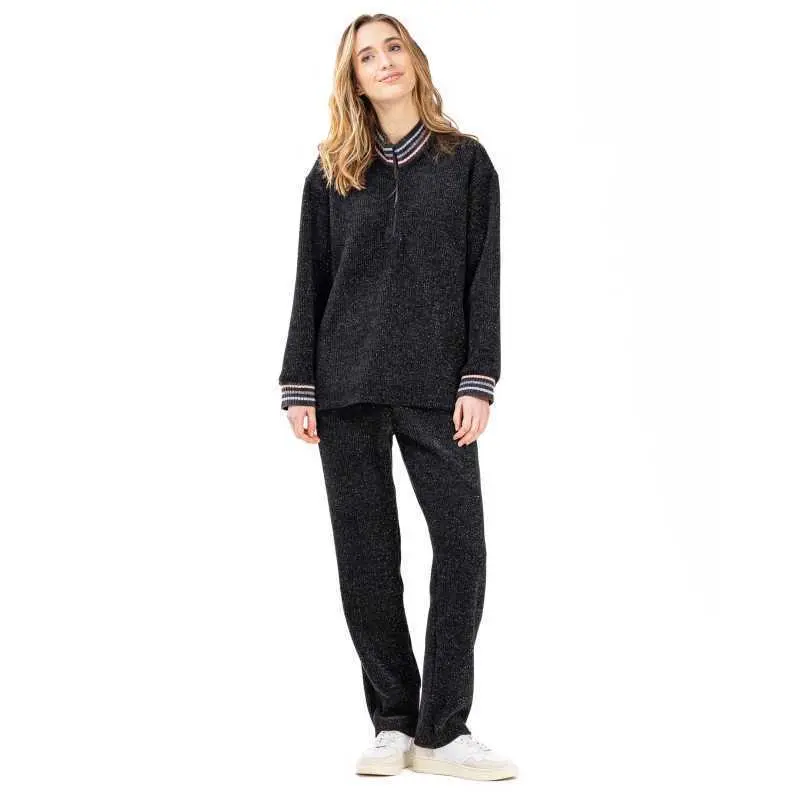 Jogging en maille tricot chenille lurex ICONIC 602 noir  | Lingerie le Chat