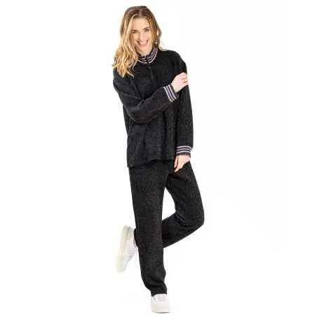 Tracksuit in chenille knit with lurex ICONIC 602 black | Lingerie le Chat
