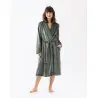 Plush flannel twill bathrobe ESSENTIEL 661 in moss green