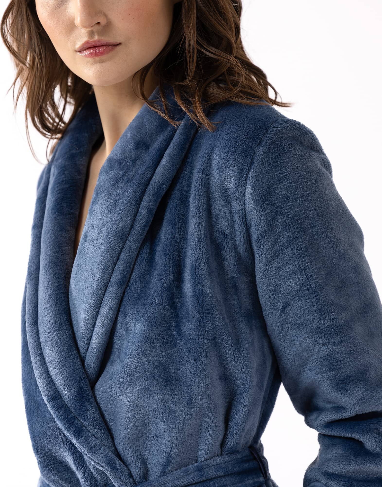 Plush flannel twill bathrobe ESSENTIEL 661 in prussian blue