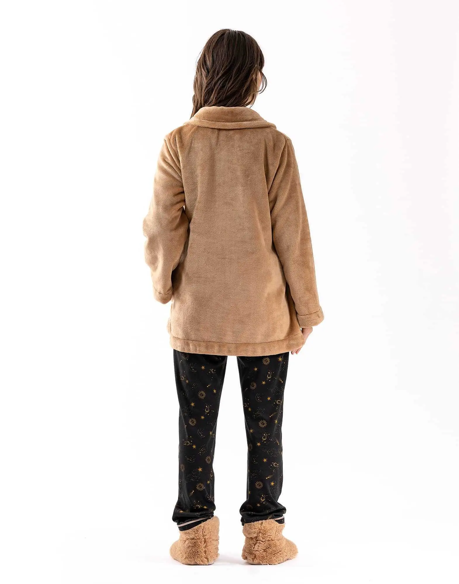Plush flannel jacket ESSENTIEL 677 honey  gold | Lingerie le Chat