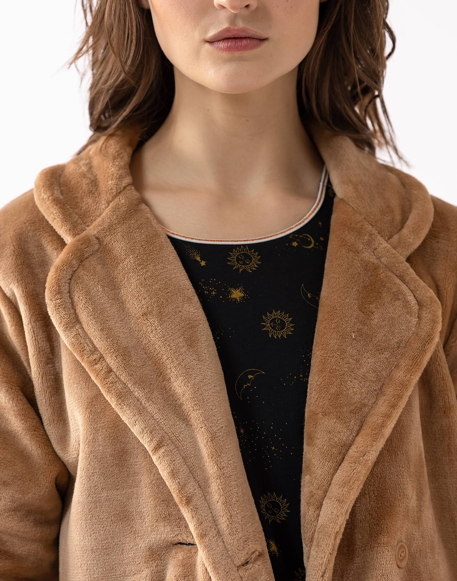 Plush flannel jacket ESSENTIEL 677 honey gold Lingerie le Chat