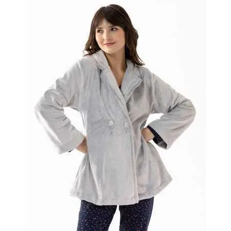 Plush flannel jacket ESSENTIEL 677 grey | Lingerie le Chat