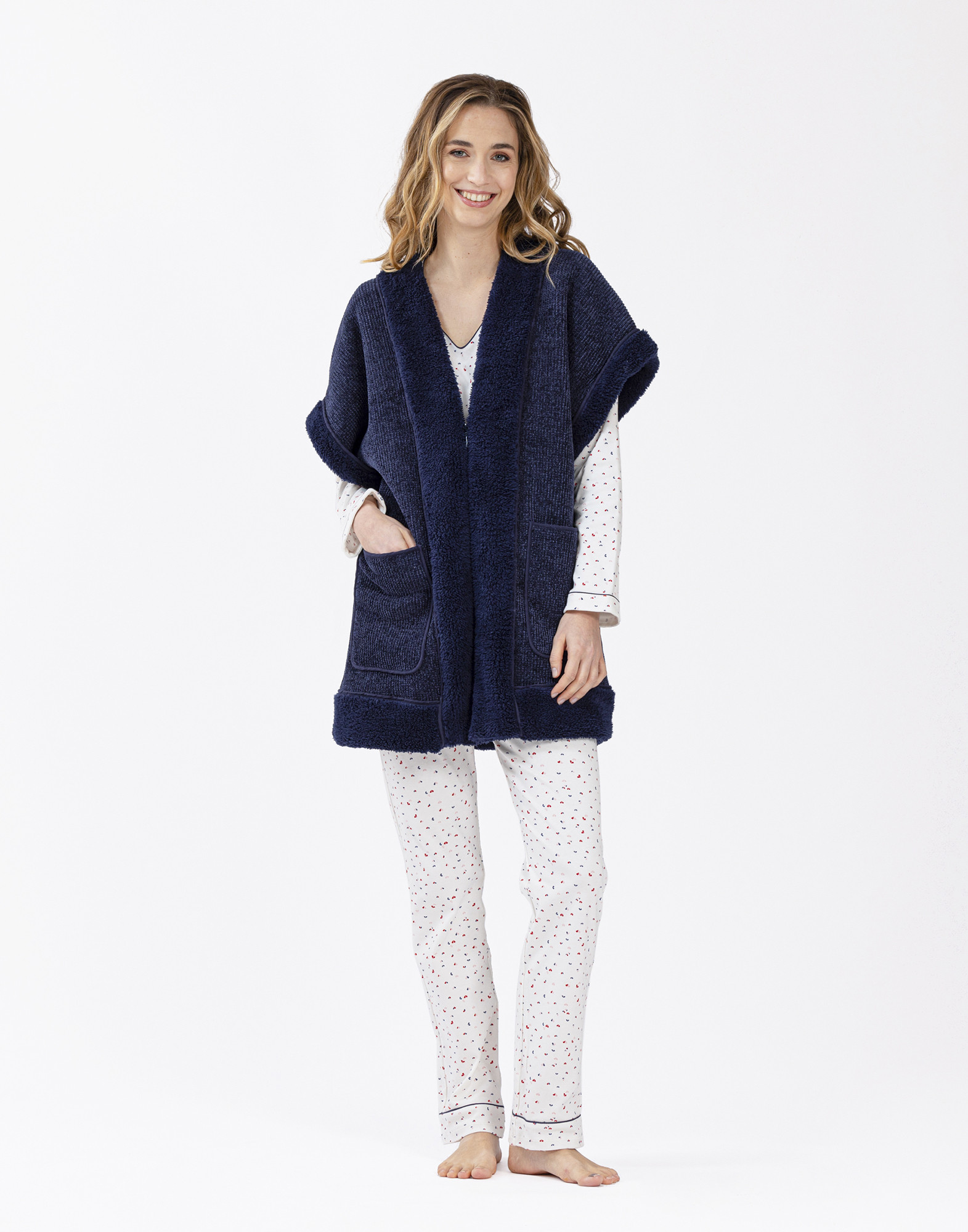 Veste fourrure femme Essentiel Gris Homewear le Chat