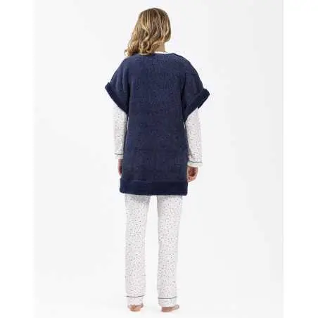 Plush and chenille cardigan HYGGE 670 navy | Lingerie le Chat