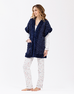 Plush and chenille cardigan HYGGE 670 navy