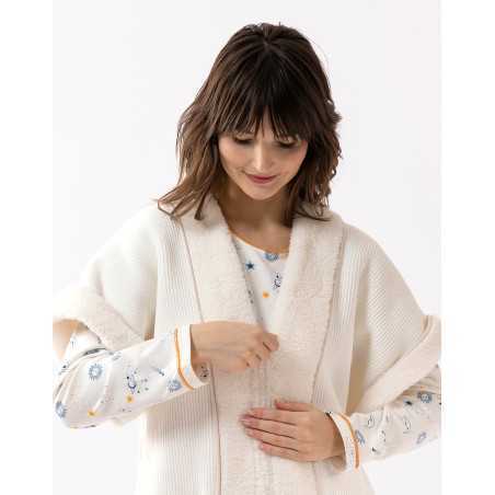 Gilet en peluche et chenille HYGGE 670 ecru Lingerie le Chat