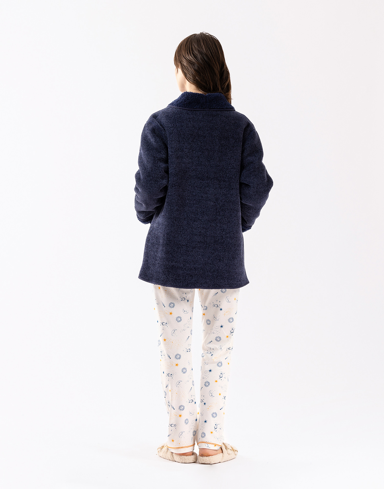Plush and chenille jacket HYGGE 671 navy