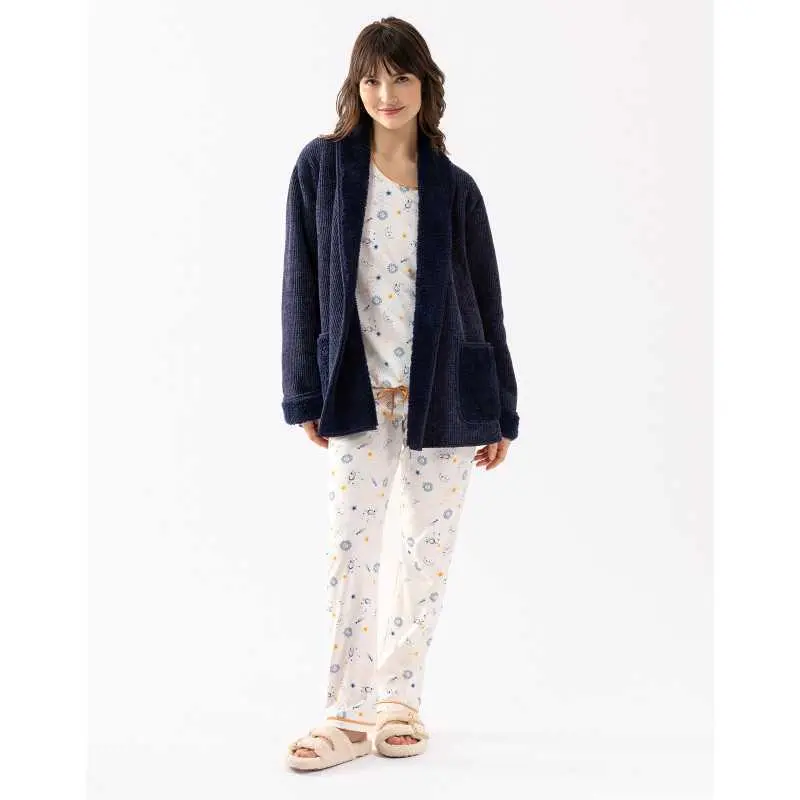 Plush and chenille jacket HYGGE 671 navy