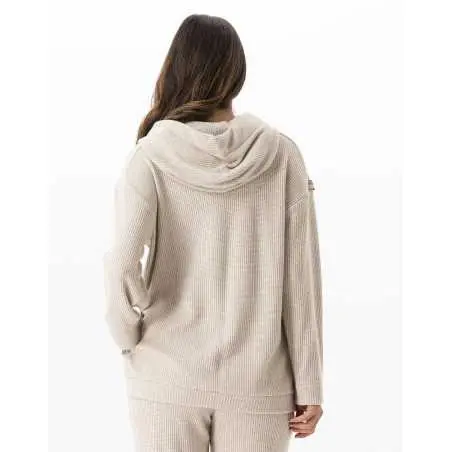 Veste sweat zippée en maille tricot lurex FRILEUSE 670 beige  | Lingerie le Chat