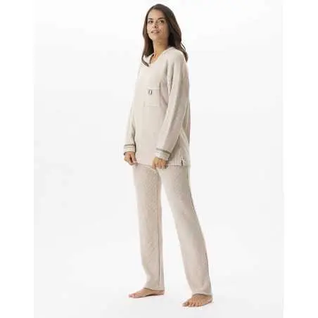 Pyjamas in lurex knit fabric FRILEUSE 602 beige | Lingerie le Chat