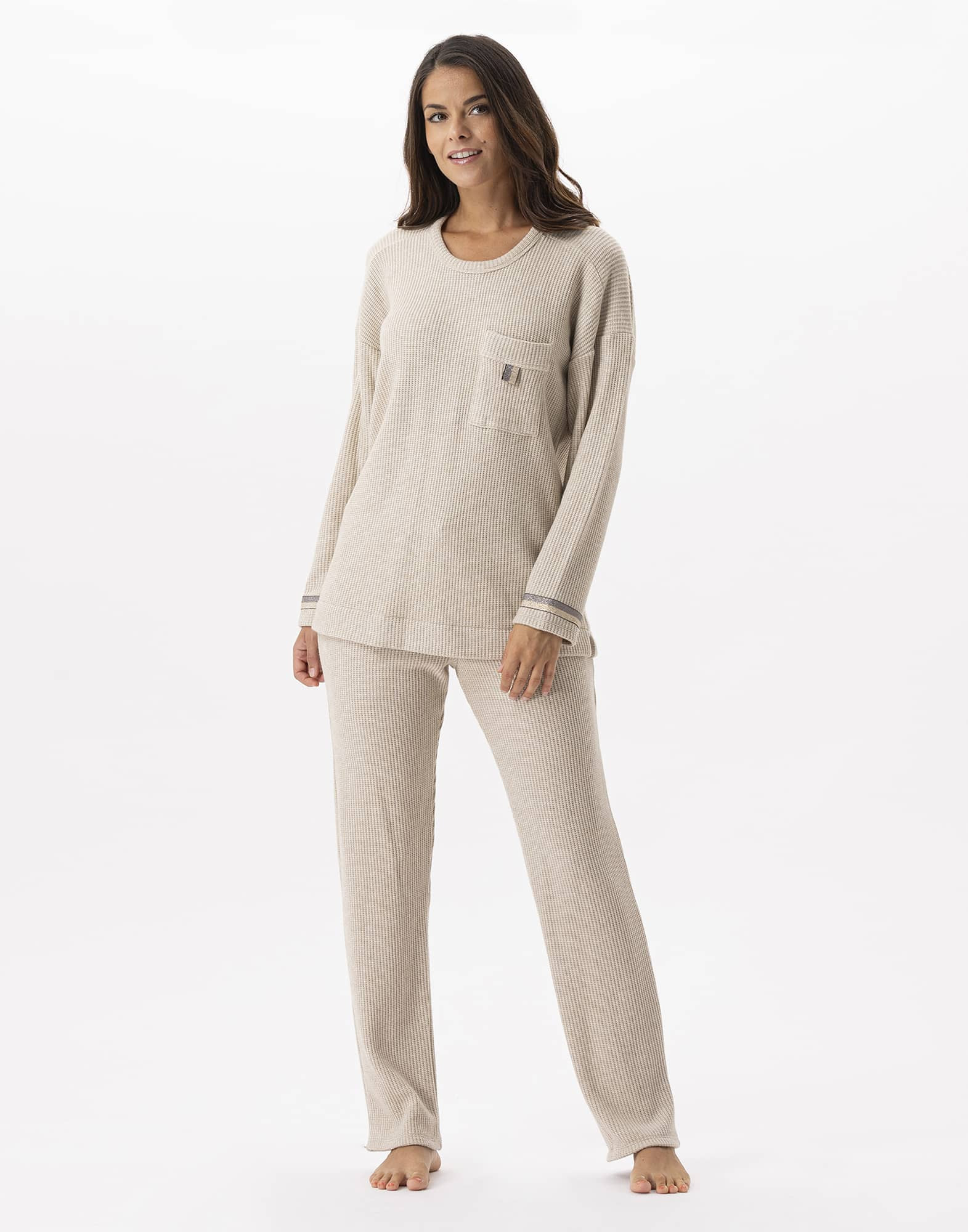 Pyjama manches longues en satin La Redoute Collections marine