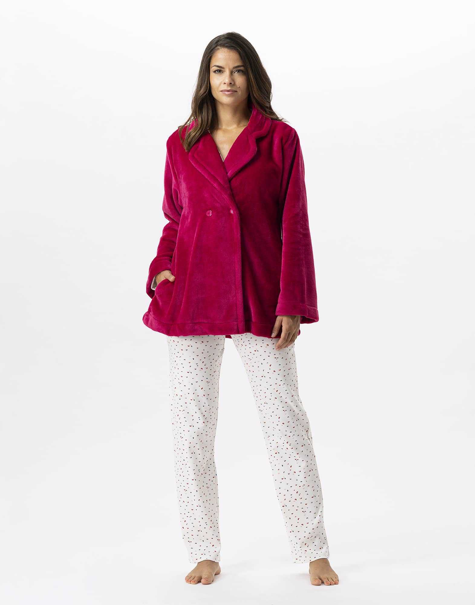 Plush flannel jacket ESSENTIEL 677 peony | Lingerie le Chat