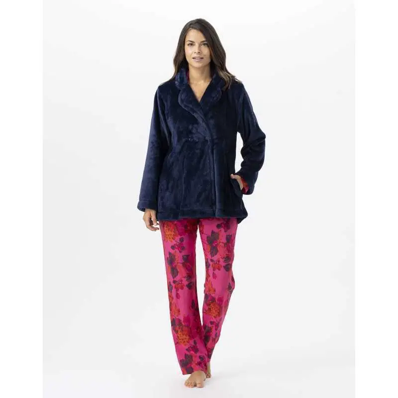 Plush flannel jacket ESSENTIEL 677 navy blue | Lingerie le Chat