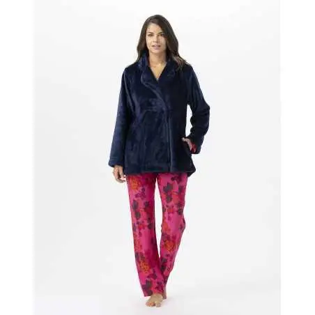 Plush flannel jacket ESSENTIEL 677 navy blue | Lingerie le Chat