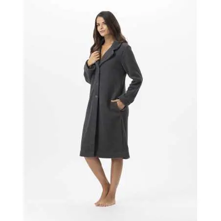 Fleece robe ESSENTIEL 652 in anthracite | Lingerie le Chat