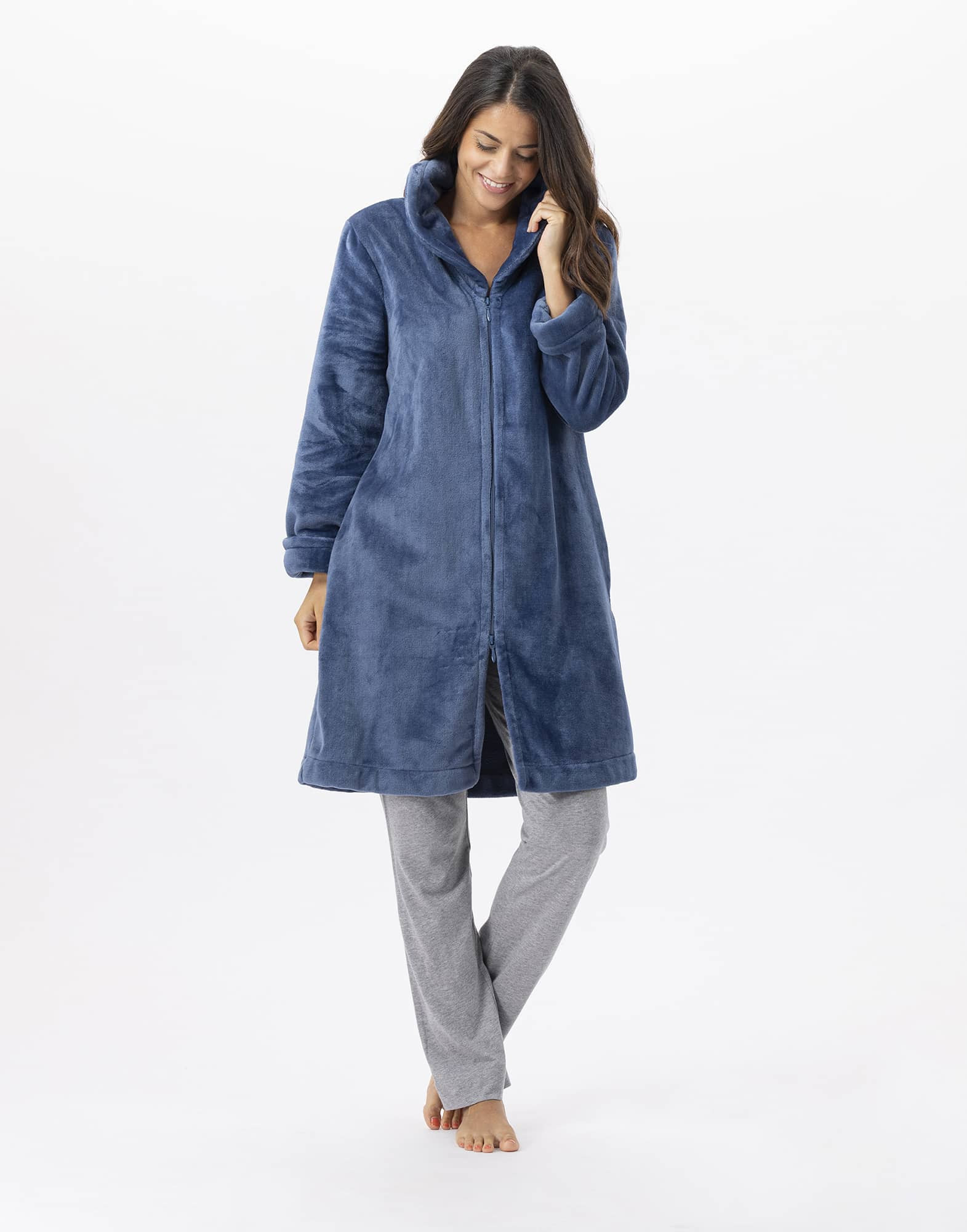 Amazon.com: Ladies Dressing Gowns Long Length Zip Up Bathrobes Unisex  Zipper Front Sleepwear Sexy No Hood Chic Housecoats Holiday Pajamas (Color  : Gray, Size : M-160cm) : Clothing, Shoes & Jewelry