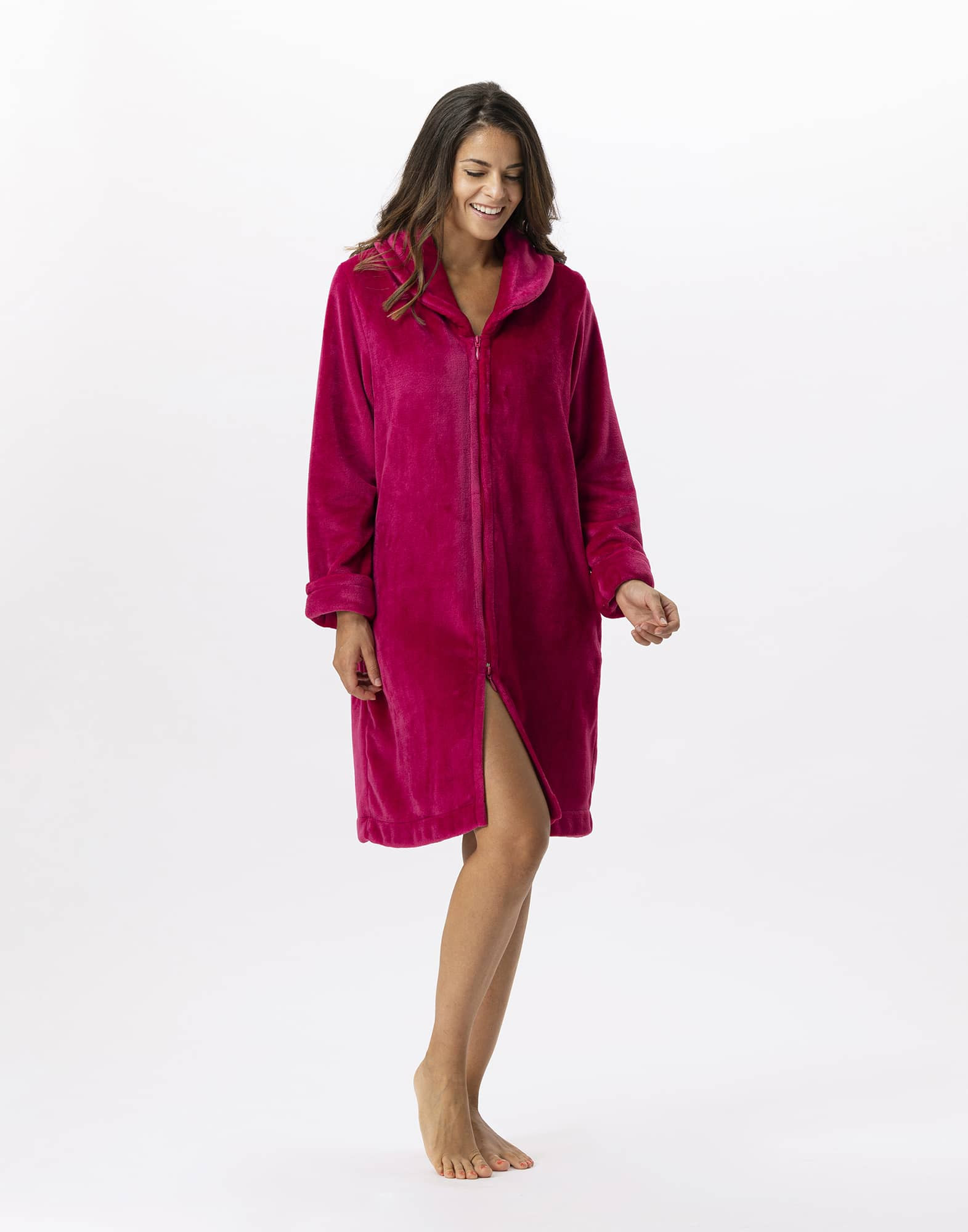 Buy Hellomamma Women's Zip Front Bathrobe Soft Warm Long Fleece Plush Robe  Plus Size Full Length Housecoat Sleepwear Dressing Gown online | Topofstyle