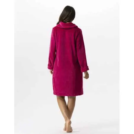 Plush flannel bathrobe ESSENTIEL 656 peony | Lingerie le Chat