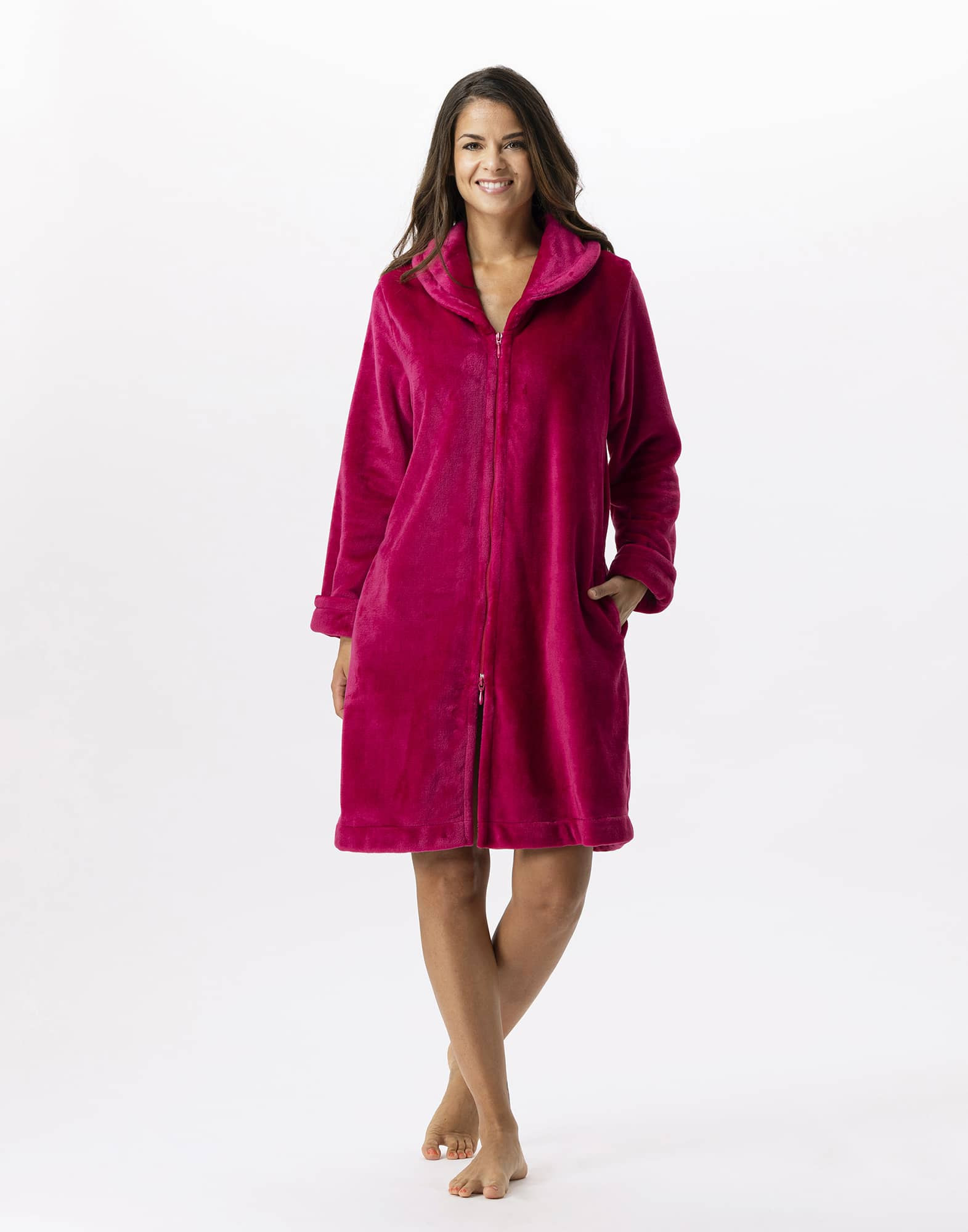 Plush flannel bathrobe ESSENTIEL 656 peony Lingerie le Chat