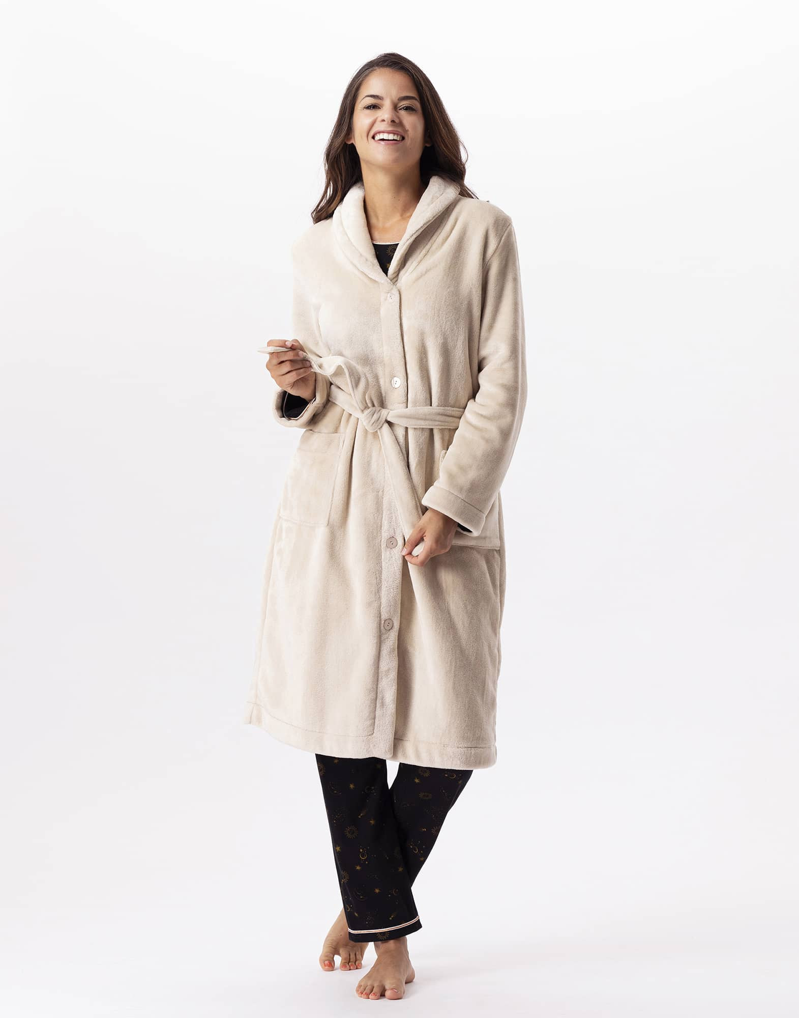 Cotton flannel dressing gown top