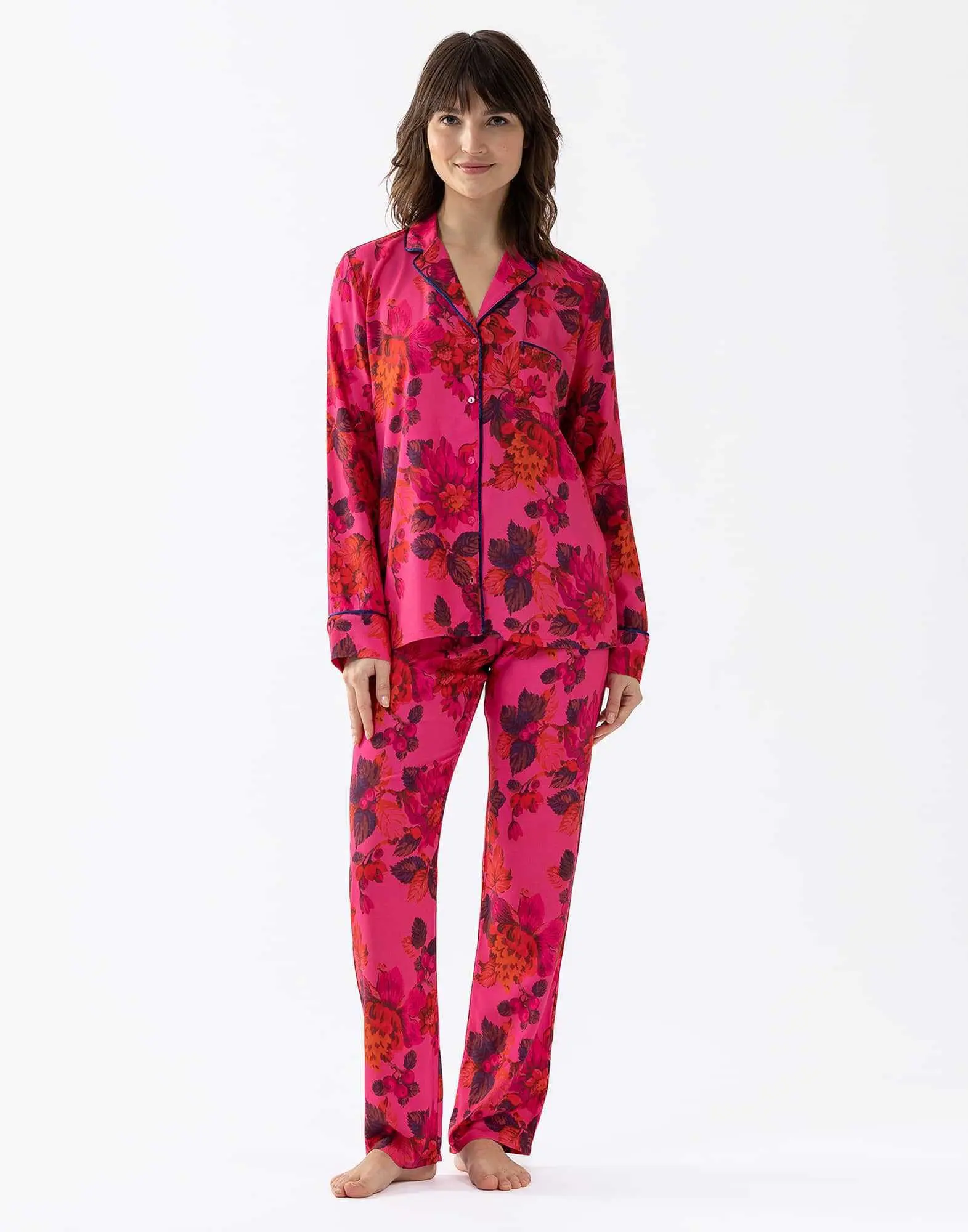 Buttoned pyjamas TESS 606 100% viscose multicolour print | Lingerie le Chat
