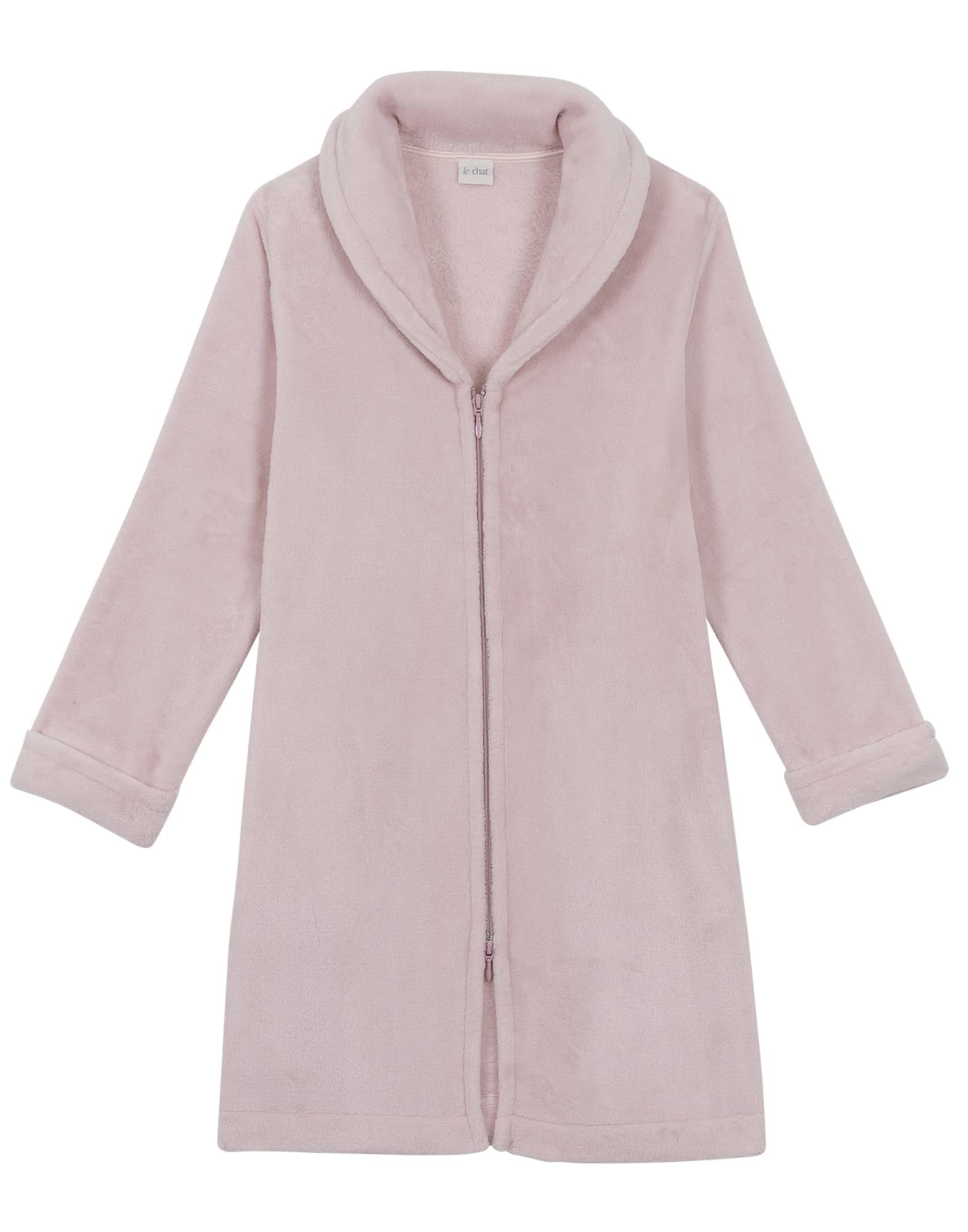 Robe de chambre en peluche flanelle ESSENTIEL 656 bois de rose