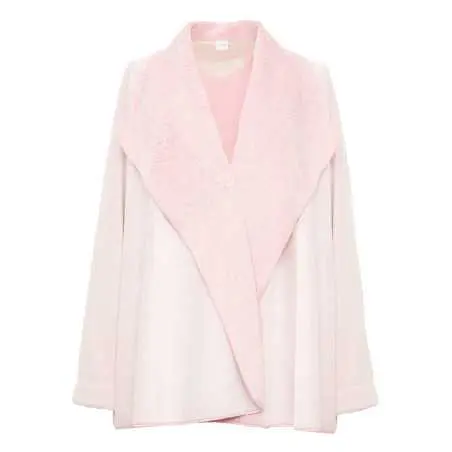 Fur draped loungewear jacket in  ESSENTIEL H73A rosewood  | Lingerie le Chat