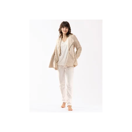 Fur draped loungewear jacket in  ESSENTIEL H73A shell  | Lingerie le Chat