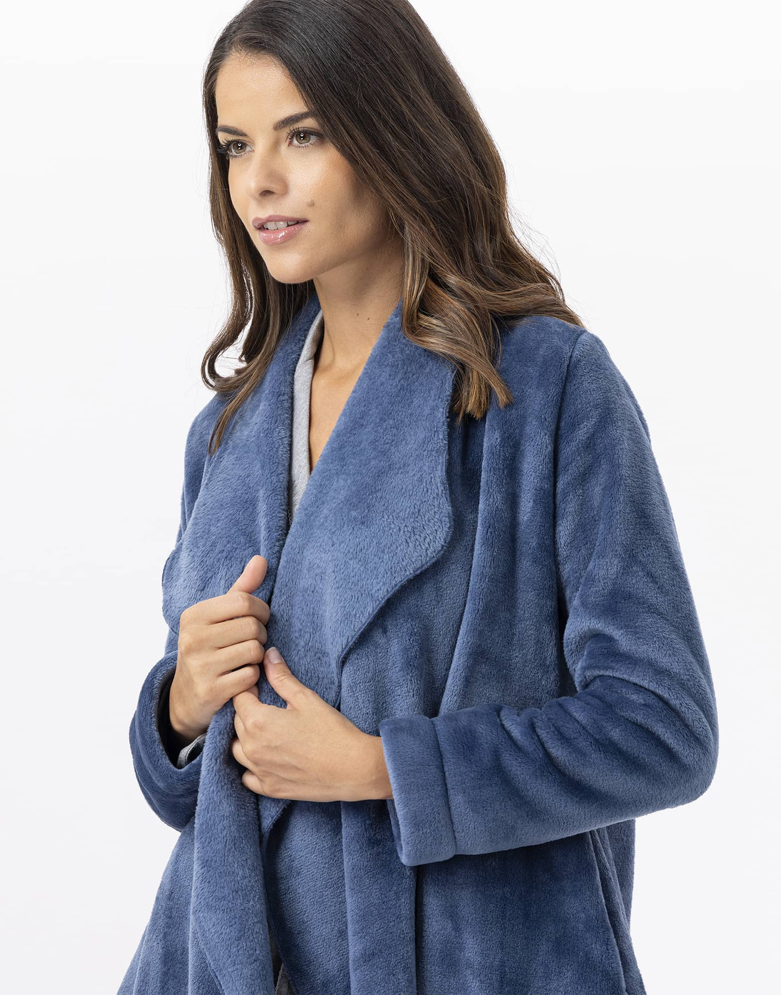 Fur draped loungewear jacket ESSENTIEL H73A prussian blue