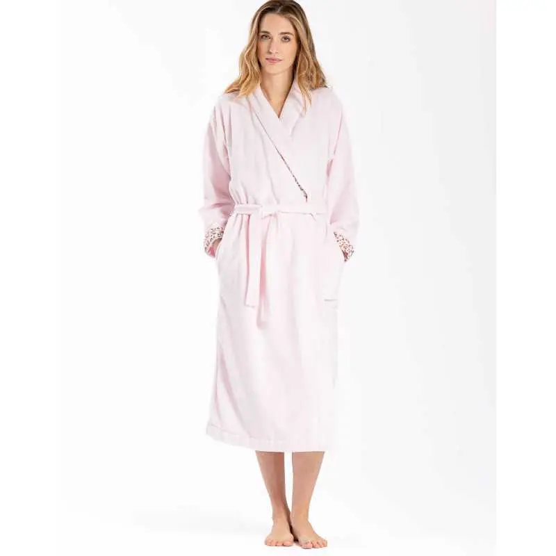 Bathrobe in plush bamboo fabric ESSENTIEL H66A rosewood | Lingerie le Chat