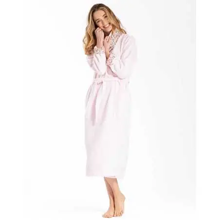 Bathrobe in plush bamboo fabric ESSENTIEL H66A rosewood | Lingerie le Chat