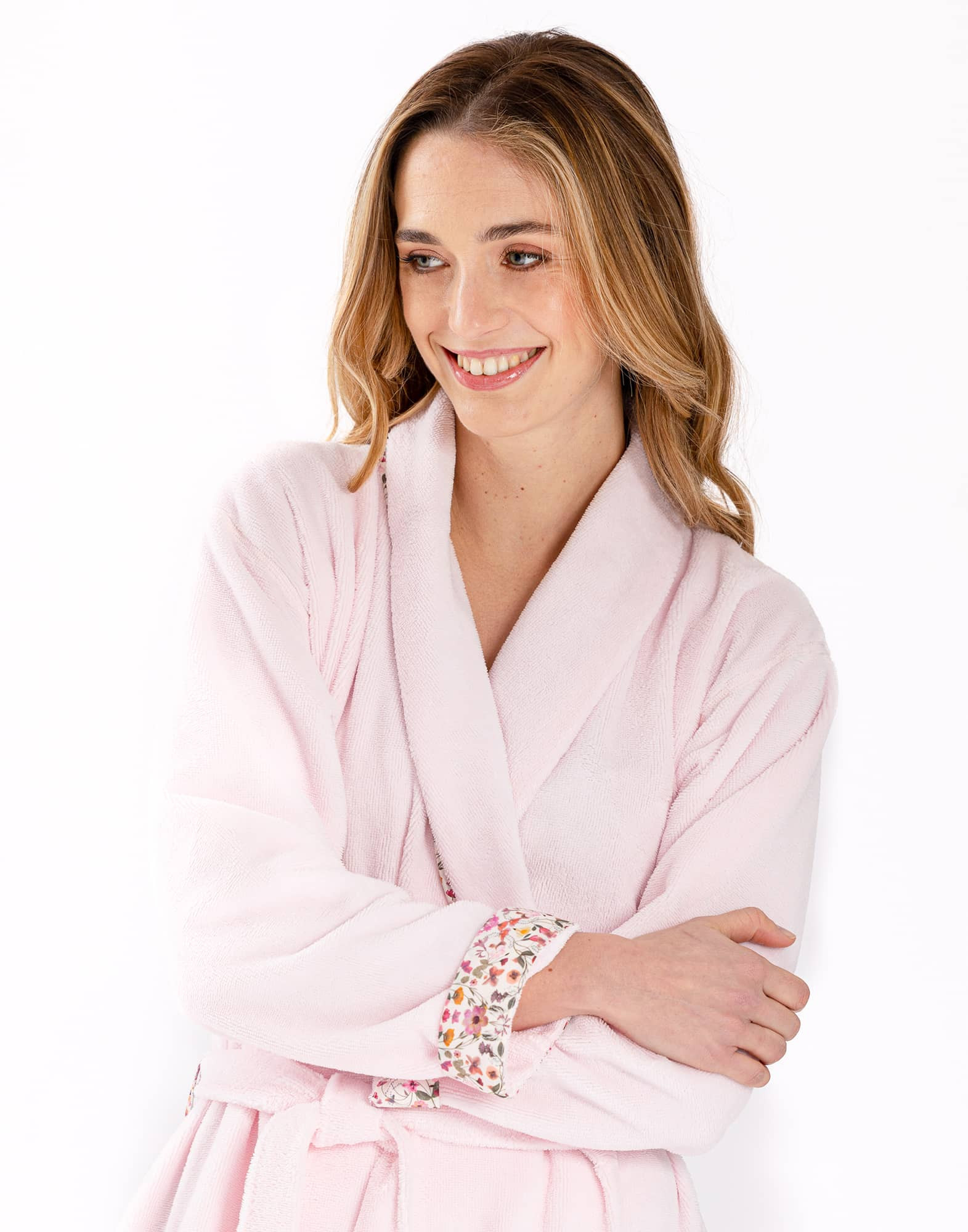 Bathrobe in plush bamboo fabric ESSENTIEL H66A rosewood