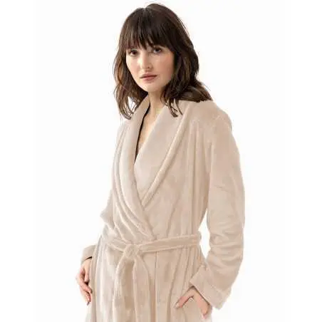 Plush flannel twill bathrobe ESSENTIEL 661 in shell | Lingerie le Chat